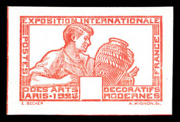 (*) N°212, Art Deco: épreuve D'état En Rouge Sans Le Fond Et La Valeur. TTB. R.R. (certificat)  Qualité: (*) - Epreuves D'artistes