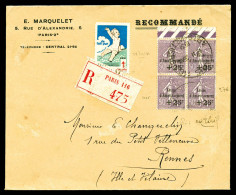 O N°277, Caisse D'amortissement: +25c S 50c Violet: Bloc De Quatre Bdf, Très Bon Centrage Obl Càd Du 28/12/31 Sur Envelo - 1921-1960: Modern Period