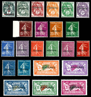 ** N°1/23, Série Timbres De France Surchargés, Les 23 Valeurs, SUP (certificat)  Qualité: **  Cote: 2700 Euros - Unused Stamps