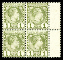 ** N°1, 1c Charles III En Bloc De Quatre Bdf, Très Bon Centrage (2ex*), TTB  Qualité: ** - Unused Stamps