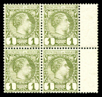 ** N°1, 1c Charles III En Bloc De Quatre Bdf, Très Bon Centrage (2ex*), TTB  Qualité: ** - Unused Stamps