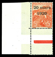 ** N°43, 5F +5F Rose Sur Verdâtre, Coin De Feuille Intégral, CENTRAGE PARFAIT, FRAICHEUR POSTALE, RARE ET MAGNIFIQUE (si - Neufs