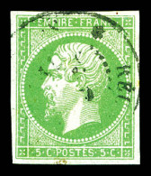 O N°8, 5c Vert-jaune Obl Càd De La Réunion. TB (certificat)  Qualité: Oblitéré  Cote: 550 Euros - Napoléon III