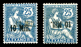 * N°42a/b, 10m Sur 25c Bleu: Double Surcharge Et Surcharge Renversée, Les 2 Ex TB  Qualité: *  Cote: 140 Euros - Unused Stamps