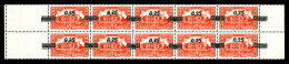 ** N°148a, 25c Sur 50c Rouge: Double Surcharge Sur Bloc De 10 Exemplairesbord De Feuille. SUP (certificat)  Qualité: **  - Unused Stamps