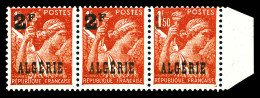 ** N°233a, Sans Surcharge '2f' Tenant à Normaux En Bande De 3 Bdf. SUP (signé Brun/certificat)  Qualité: ** - Unused Stamps