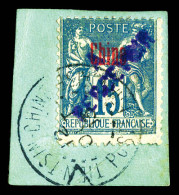 O N°15b, 15c Bleu: Surcharge Violette Sur Son Support. TTB (signé Brun/Scheller)  Qualité: Oblitéré  Cote: 250 Euros - Timbres-taxe