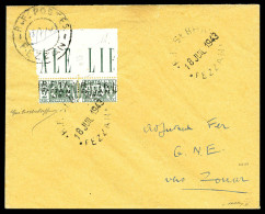 O N°25, 1f Sur 2 L Vert, Grand Bord De Feuille Obl Càd Du 18 Juil 1943 Sur Lettre De SEBHA Pour ZOUAR. SUPERBE. R.R.R. ( - Covers & Documents