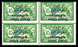 ** N°32a, 2 Pi Sur 45c Vert Et Bleu: Surcharge Renversée En Bloc De 4 (1ex). SUP (certificat)  Qualité: **  Cote: 500 Eu - Unused Stamps