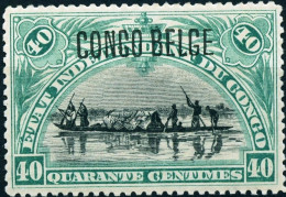CONGO BELGA, BELGIAN CONGO, STATO LIBERO DEL CONGO, 1909, 40 C.,FRANCOBOLLI NUOVI (MLH*) Mi:BE-CD 5II, Scott:BE-CD 35, - Unused Stamps