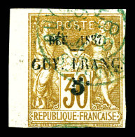 O N°7, 5c Sur 30c De 1877, Bord De Feuille, Tirage 300 Exemplaires. SUP. R. (signé Champion/certificat)  Qualité: Oblité - Gebraucht