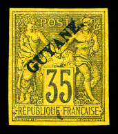 (*) N°12, 35c Violet-noir Sur Jaune, Quatre Belles Marges. SUPERBE. R.R. (signé Margues/certificat)  Qualité: (*)  Cote: - Unused Stamps