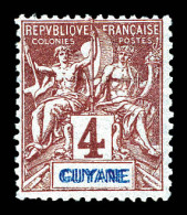 * N°32a, 4c Lilas-brun Sur Gris: Double Légende, Quasi **. SUP (certificat)  Qualité: *  Cote: 385 Euros - Unused Stamps