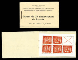 ** N°160-C1, Bayon D'Angkor, 6 Cents Rouge, Carnet De 25 Timbres, Gomme Coloniale Habituelle. R.R. (certificat)  Qualité - Unused Stamps