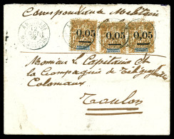 O N°57, 0.05 Sur 30c Brun (type II) X 3 Exemplaires Sur Petite Lettre Avec Mention 'correspondance Militaire' De ANISTRA - Cartas & Documentos