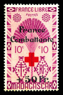 ** N°287B, NON EMIS: Type Ravenela, 10c Lilas Rose Surchargé 'France Combattante +50F Et Croix Rouge', RARE (17 Exemplai - Ungebraucht