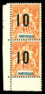 ** N°80A, 10 Sur 40c Orange, Variété Chiffre Espacé Tenant à Normal, TTB  Qualité: **  Cote: 450 Euros - Unused Stamps