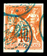 O N°1, 25 Sur 40c Rouge-orange Surcharge Bleu-pâle (1er Tirage). SUP. R. (signé Brun/certificat)  Qualité: Oblitéré  Cot - Used Stamps