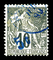 O N°2B, 5c Sur 10c Noir Sur Lilas, 3ème Tirage Surcharge Indigo. SUP (signé Brun/certificat)  Qualité: Oblitéré  Cote: 1 - Used Stamps