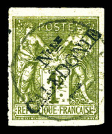 O N°20, 1f Olive. TTB (certificat)  Qualité: Oblitéré  Cote: 440 Euros - Used Stamps