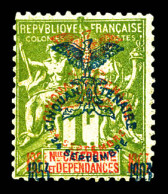 * N°80b, 1f Olive: Surcharge Rouge Et Bleue. TB. R. (certificat)  Qualité: *  Cote: 800 Euros - Unused Stamps