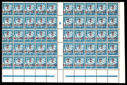 ** N°5c/e/g/j, 2m Sur 5c Bleu: Panneau Complet De 50 Exemplaires Bas De Feuille Millésime '0' Dont Variétés Sans Accent  - Unused Stamps