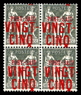 ** N°19B, VINGT-CINQ Sur 10c En Bloc De 4, SUP (certificat)  Qualité: **  Cote: 1520 Euros - Unused Stamps