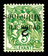 ** N°36Aa, NON EMIS, 2m Sur 5c Vert-bleu Surcharge Renversée Sur Timbre De L'île De Rouad, Fraîcheur Postale. SUP. R. (s - Unused Stamps