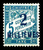 ** Taxe N°5A, 2m Sur 5c Bleu: Surcharge En Bleu Au Lieu De Carmin. TTB (certificat)  Qualité: **  Cote: 575 Euros - Unused Stamps