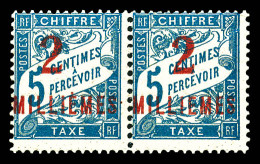 ** Taxe N°5g, 2 M Sur 5c Bleu: Sans Accent Grave Sur Le 1er 'E' De MILLIEMES Tenant à Normal. SUP (certificat)  Qualité: - Unused Stamps