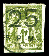 O N°2, 25 Sur 1f Olive, TB. R.R. (signé Calves/certificat)  Qualité: Oblitéré  Cote: 3800 Euros - Used Stamps