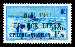 * N°225A, 1f 75 Bleu Clair Surchargé ''NOEL 1941 FRANCE LIBRE F.N.F.L'' En Noir (position 13). SUP. R. (signé Brun/certi - Nuevos