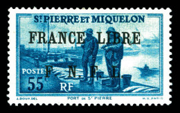 * N°257, 55c Bleu-vert Surchargé 'FRANCE LIBRE' (position 10). SUPERBE. R.R. (signé Calves/certificats)  Qualité: *  Cot - Nuevos