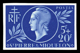 ** N°314a, 5f +20f Outremer Non Dentelé. SUP (certificat)  Qualité: **  Cote: 520 Euros - Unused Stamps