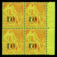 ** N°4J, 10 Sur 20c Brique Sur Vert: Types X Avec Variété CHIFFRES ESPACES (position 119) Tenant à 3 Exemplaires TYPE VI - Unused Stamps