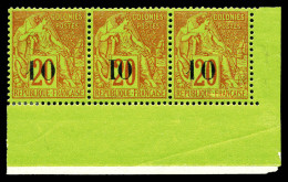 ** N°4J, 10 Sur 20c Brique Sur Vert: Types VI, X Et VI Avec Chiffre '0' Brisé Se Tenant Coin De Feuille (n°4E, 4J Et 4Ea - Unused Stamps