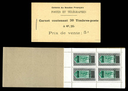 ** N°27-C1, 25c Noir Et Vert Surchargé, Carnet De 20 Timbres. SUP. R.R. (certificat)  Qualité: **  Cote: 900 Euros - Neufs