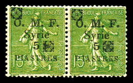 * N°52B, 5c Sur 15c: Double Fleuron Noir En Paire. TTB (signé Brun/certificat)  Qualité: *  Cote: 650 Euros - Unused Stamps