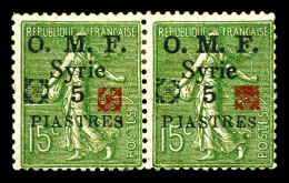 * N°52D, 5c Sur 15c: Double Fleuron Noir Et Rouge En Paire. TTB (signé Brun/certificat)  Qualité: *  Cote: 840 Euros - Unused Stamps