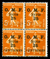 * N°85b, 25c Sur 5c Orange, Sans CENTIEMES Tenant à Normaux En Bloc De 4. TTB (signé Brun)  Qualité: *  Cote: 240 Euros - Unused Stamps