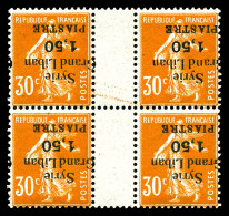 ** N°94a, 1.50 Pi Sur 30c Orange: Surcharge Renversée En Bloc De Quatre. TTB  Qualité: **  Cote: 400 Euros - Unused Stamps