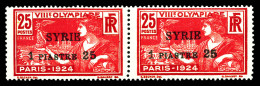 ** N°123, 1 Pi 25 Sur 25c: 'S' De PIASTRE Renversé Tenant à Normal. SUP (certificat)  Qualité: ** - Unused Stamps