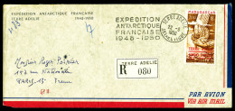 O N°1, PA N°1 Obl Càd « Terre Adélie Antarctique » (22.6.1950) Sur Env Recommandée Avec Griffe 4 Lignes De L’expédition  - Airmail