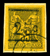 O N°1, 25c Sur 35c Violet-noir S Jaune, Grandes Marges Sur Son Support. SUP (signé Margues/certificat)  Qualité: Oblitér - Used Stamps