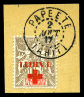 O N°35a, 15c Gris, Surcharge Renversée Obl Càd Du 2.8.17 Sur Son Support. TTB  Qualité: Oblitéré  Cote: 550 Euros - Used Stamps