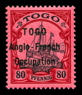 ** N°40, 80 Pfennig Surchargé 'TOGO Anglo-French Occupation'. SUP (certificat)  Qualité: **  Cote: 1580 Euros - Nuevos