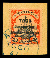 O N°48, 30pf Rouge Et Noir Sur Saumon Avec Surcharge ''TOGO-Occupation Franco-anglaise'' Sur Son Support. Tirage 36 Exem - Used Stamps