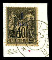 O N°33, 2 1/2 Et 25c Sur 1a, Sur Son Support. SUPERBE. R.R. (signé Calves/certificat)  Qualité: Oblitéré  Cote: 1200 Eur - Used Stamps