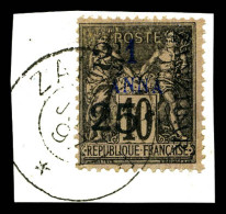 O N°33j, 2 1/2 Et 25c Sur 1a TYPE X Sur Son Support. SUPERBE. R.R. (certificat)  Qualité: Oblitéré  Cote: 1400 Euros - Used Stamps