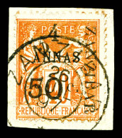 O N°36, 5 Et 50c Sur 4 Annas Sur Son Support. SUPERBE. R.R. (signé Brun/certificat)  Qualité: Oblitéré  Cote: 1350 Euros - Used Stamps